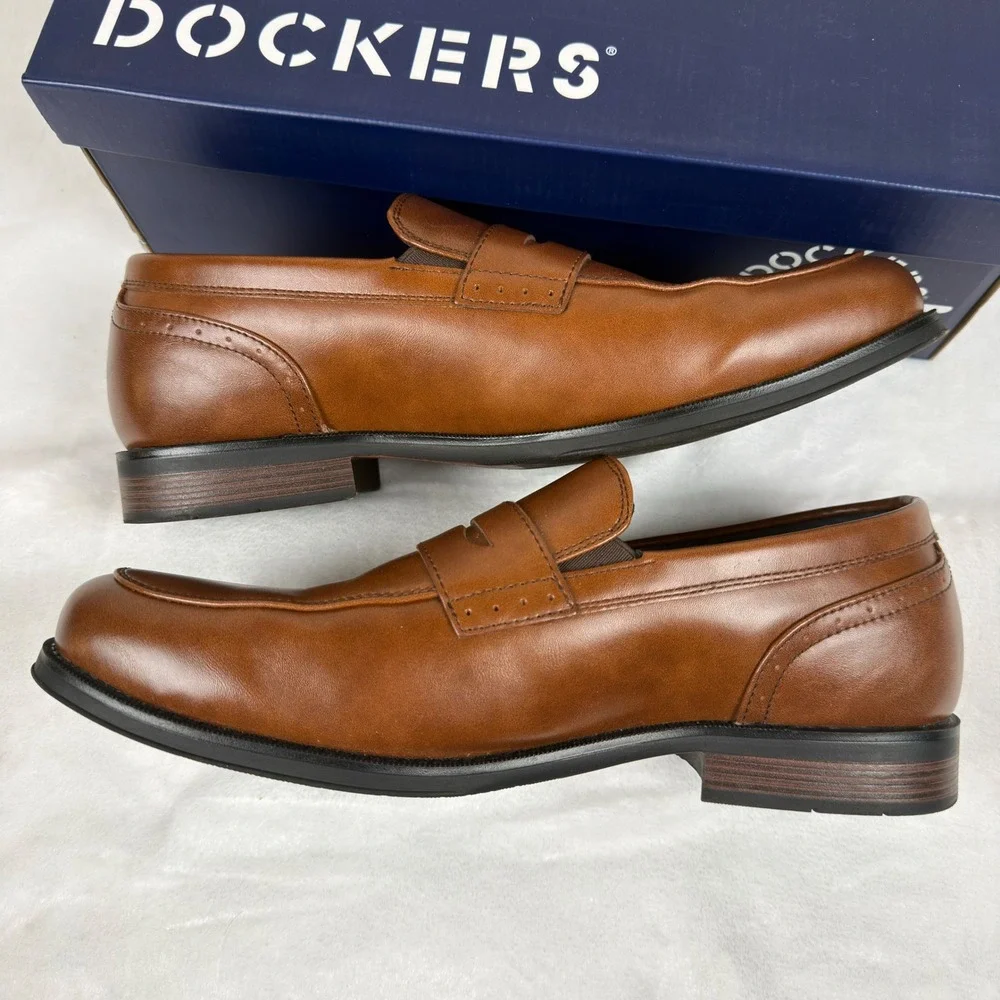 Dockers Men's Emerson Penn Business Casual Penny Loafers Cognac Brown Size 10 W